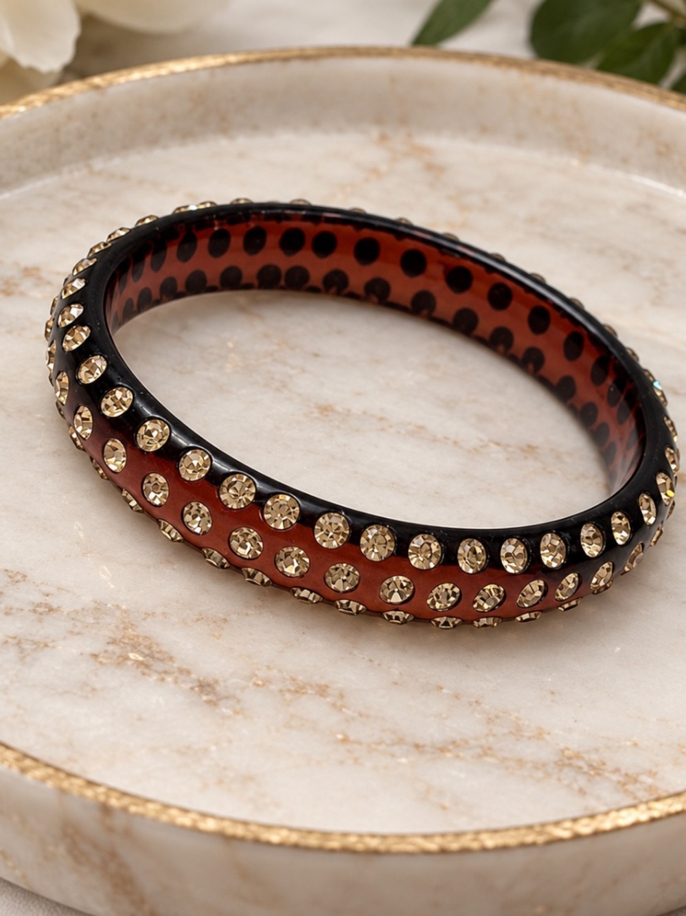 Amber Resin Crystal Bangle Bracelet